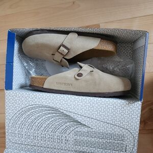 Birkenstock Beige Suede Clogs